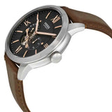 Fossil Townsman Automatic Black Dial Brown Leather Strap Watch for Men - ME3061 Authentic Buy Shop Now
