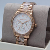 Michael Kors Tibby Chronograph White Dial Rose Gold Steel Strap Watch For Men - MK7293 Authentic Buy Shop Now