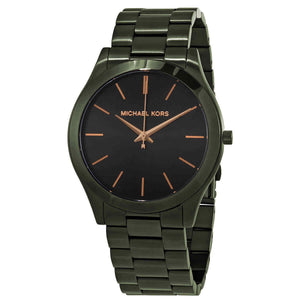 Michael Kors Slim Runway Quartz Black Dial Green Steel Strap Watch For Men - MK8715 Authentic Buy Shop Now