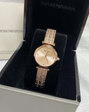 Emporio Armani Gianni T Bar Quartz Rose Gold Dial Rose Gold Steel Strap Watch For Women - AR11342 Authentic Buy Shop Now