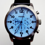 Fossil Pilot Chronograph Sky Blue Dial Black Leather Strap Watch for Men - FS5162 Authentic Buy Shop Now