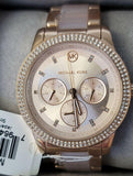 Michael Kors Tibby Chronograph Rose Gold Dial Two Tone Steel Strap Watch For Women - MK6828 Authentic Buy Shop Now