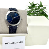 Michael Kors Slim Runway Analog Blue Dial Blue Leather Strap Watch For Men - MK8907 Authentic Buy Shop Now