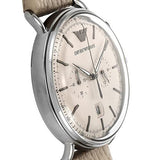 Emporio Armani Aviator Chronograph Quartz Grey Dial Beige Leather Strap Watch For Men - AR11107 Authentic Buy Shop Now