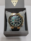 Guess Edge Chronograph Green Dial Black Leather Strap Watch For Men - GW0492G3 Authentic Buy Shop Now