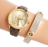 Michael Kors Jaycie Three Hand Gold Dial Brown Leather Strap Watch for Women - MK2862 Authentic Buy Shop Now