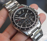 Emporio Armani Sigma Chronograph Black Dial Silver Steel Strap Watch For Men - AR6098 Authentic Buy Shop Now