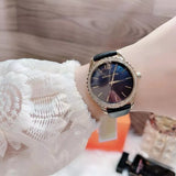 Michael Kors Layton Three Hand Mother of Pearl Black Dial Black Leather Strap Watch For Women - MK2911 Authentic Buy Shop Now