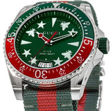 Gucci Dive Quartz Green Dial Two Tone NATO Strap Watch For Men - YA136339 Authentic Buy Shop Now
