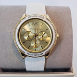 Michael Kors Jessa Quartz Gold Dial White Silicone Strap Watch For Women - MK7267 Authentic Buy Shop Now