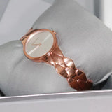 Calvin Klein Snake Silver Dial Rose Gold Steel Strap Watch For Women - K6E23646 Authentic Buy Shop Now