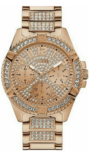 Guess Frontier Chronograph Crystals Rose Gold Dial Rose Gold Steel Strap Watch for Men - W0799G3 Authentic Buy Shop Now