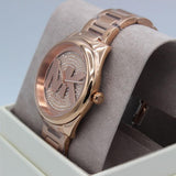 Michael Kors Janelle Quartz Crystals Rose Gold Dial Rose Gold Steel Strap Watch For Women - MK7312 Authentic Buy Shop Now