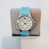 Michael Kors Sidney Multifunction Analog White Dial Turquoise Silicone Strap Watch For Women - MK7246 Authentic Buy Shop Now
