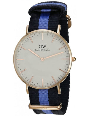 Daniel Wellington Classic Swansea White Dial Two Tone Nylon Strap Watch For Women - 0504DW Authentic Buy Shop Now