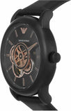 Emporio Armani Luigi Automatic Skeleton Black Dial Black Leather Strap Watch For Men - AR60012 Authentic Buy Shop Now