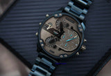 Diesel Daddy 2.0 Chronograph Grey Dial Blue Steel Strap Watch For Men - DZ7414 Authentic Buy Shop Now