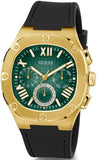 Guess Headliner Multifunction Green Dial Black Silicone Strap Watch For Men - GW0571G3 Authentic Buy Shop Now