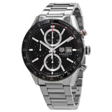 Tag Heuer Carrera Automatic Chronograph Black Dial Silver Steel Strap Watch for Men - CBM2110.BA0651 Authentic Buy Shop Now