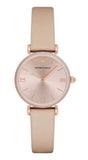 Emporio Armani Gianni T-Bar Quartz Rose Gold Dial Pink Leather Strap Watch For Women - AR11001 Authentic Buy Shop Now