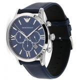 Emporio Armani Giovanni T Bar Chronograph Quartz Blue Dial Blue Leather Strap Watch For Men - AR11226 Authentic Buy Shop Now