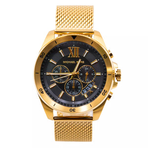 Michael Kors Brecken Chronograph Black Dial Gold Mesh Strap Watch For Men - MK8867 Authentic Buy Shop Now