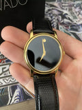 Movado Museum Classic Quartz Black Dial Black Leather Strap Watch for Men - 0607195 Authentic Buy Shop Now