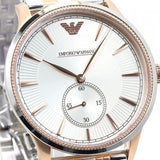 Emporio Armani Classic Silver Dial Two Tone Steel Strap Watch For Men - AR1839 Authentic Buy Shop Now