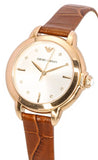 Emporio Armani Mia Quartz Silver Dial Brown Leather Strap Watch For Women - AR11525 Authentic Buy Shop Now