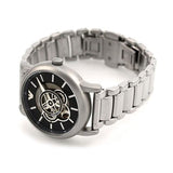 Emporio Armani Meccanico Automatic Skeleton Black Dial Silver Steel Strap Watch For Men - AR60021 Authentic Buy Shop Now