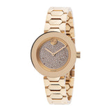 Movado Bold Crystal Gold Dial Gold Steel Strap Watch For Women - 3600492 Authentic Buy Shop Now