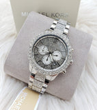 Michael Kors Layton Chronograph Silver Dial Silver Steel Strap Watch For Women - MK6976 Authentic Buy Shop Now