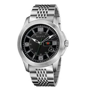 Gucci G Timeless Black Dial Silver Steel Strap Watch For Men - YA126201 Authentic Buy Shop Now