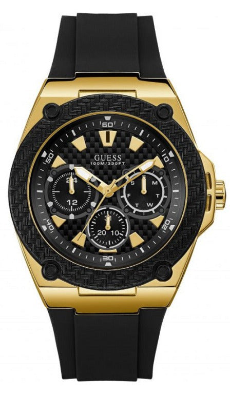 Guess Legacy Black Dial Black Rubber Strap Watch for Men - W1049G5 Authentic Buy Shop Now