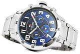 Tommy Hilfiger Trent Chronograph Blue Dial Silver Steel Strap Watch for Men - 1791053 Authentic Buy Shop Now
