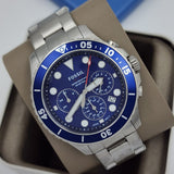 Fossil FB-03 Chronograph Blue Dial Silver Steel Strap Watch for Men - FS5724 Authentic Buy Shop Now