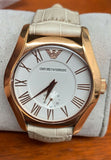 Emporio Armani Valente Analog Beige Dial Beige Leather Strap Watch For Men - AR1667 Authentic Buy Shop Now