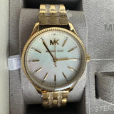 Michael Kors Lexington Three Hand White Dial Gold Steel Strap Watch For Women - MK4492 Authentic Buy Shop Now