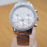 Michael Kors Ritz Chronograph Crystals Silver Dial Silver Steel Strap Watch For Women - MK7301 Authentic Buy Shop Now