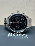 Hugo Boss Gregor Chronograph Black Dial Silver Steel Strap Watch For Men - 1514082 Authentic Buy Shop Now