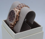 Michael Kors Lexington Chronograph Red Dial Rose Gold Steel Strap Watch For Women - MK7275 Authentic Buy Shop Now