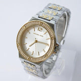 Michael Kors Lennox Three Hand Silver Dial Two Tone Steel Strap Watch For Women - MK7338 Authentic Buy Shop Now