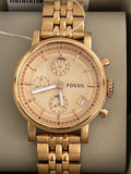 Fossil Boyfriend Chronograph Rose Gold Dial Rose Gold Steel Strap Watch for Women - ES3380