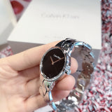 Calvin Klein Snake Black Dial Silver Steel Strap Watch For Women - K6E23141 Authentic Buy Shop Now