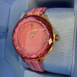 Swarovski Octea Nova Pink Dial Pink Leather Strap Watch for Women - 5650030 Authentic Buy Shop Now