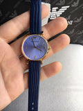 Emporio Armani Gianni T Bar Blue Dial Blue Leather Strap Watch For Women - AR1875 Authentic Buy Shop Now