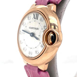 Cartier Ballon Bleu Diamonds White Dial Pink Leather Strap Watch for Women - WE902050 Authentic Buy Shop Now