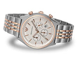 Emporio Armani Zeta Chronograph Quartz White Dial Two Tone Steel Strap Watch For Men - AR1998 Authentic Buy Shop Now