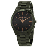 Michael Kors Slim Runway Quartz Black Dial Green Steel Strap Watch For Men - MK8715 Authentic Buy Shop Now
