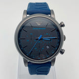 Emporio Armani Luigi Chronograph Black Dial Blue Rubber Strap Watch For Men - AR11023 Authentic Buy Shop Now